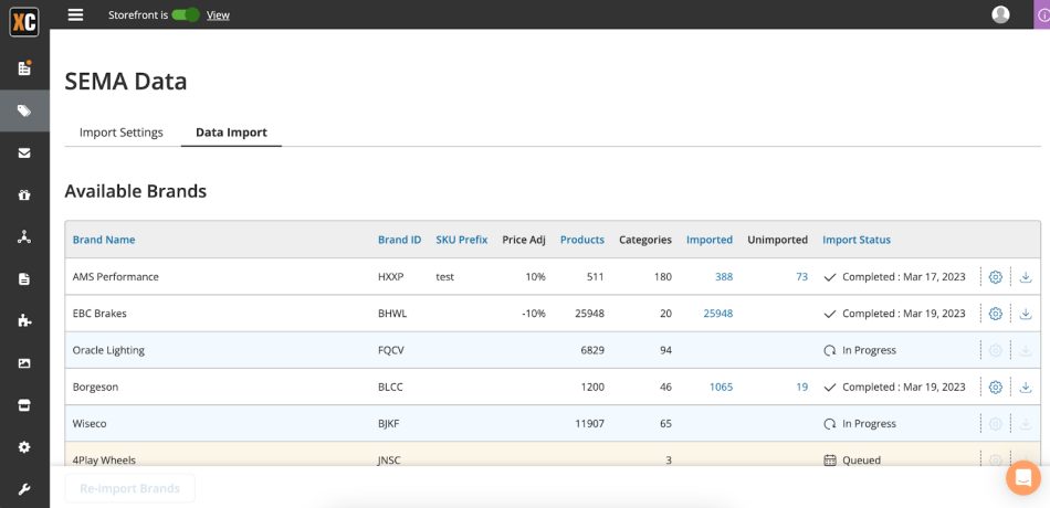 SEMA Data import