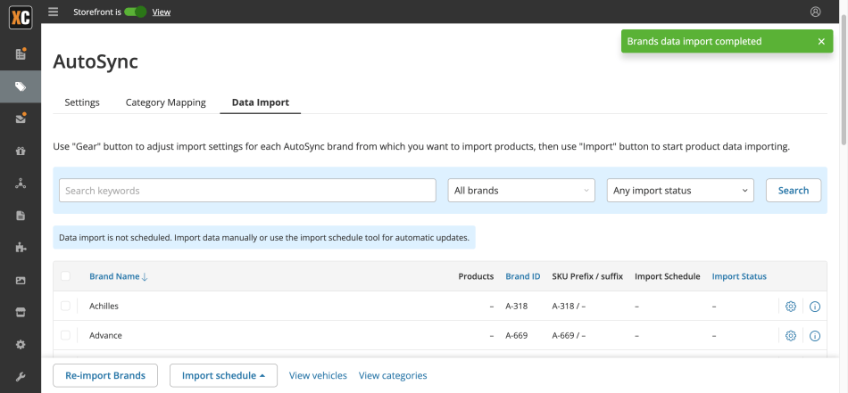 XC AutoSync Brands Data Import