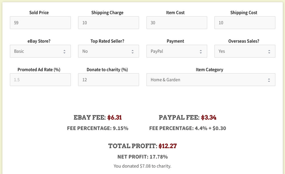 eBay Fee Calculator