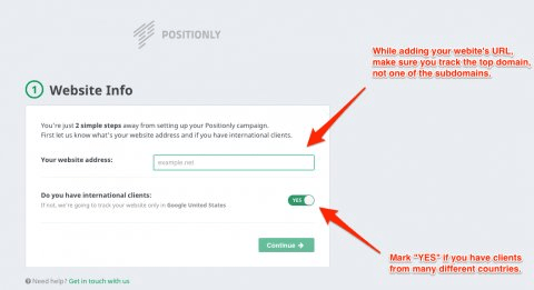 Positionly: your website info