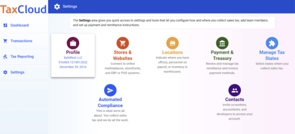 TaxCloud Dashboard