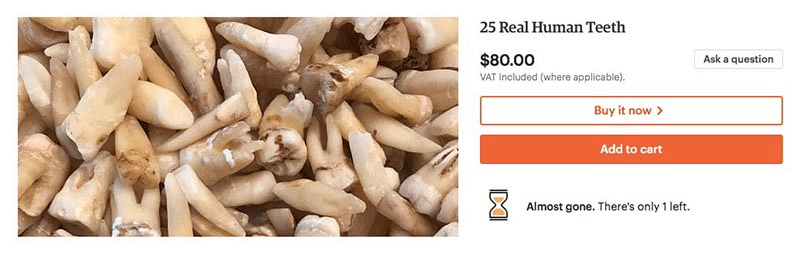 Sell human teeth on etsy