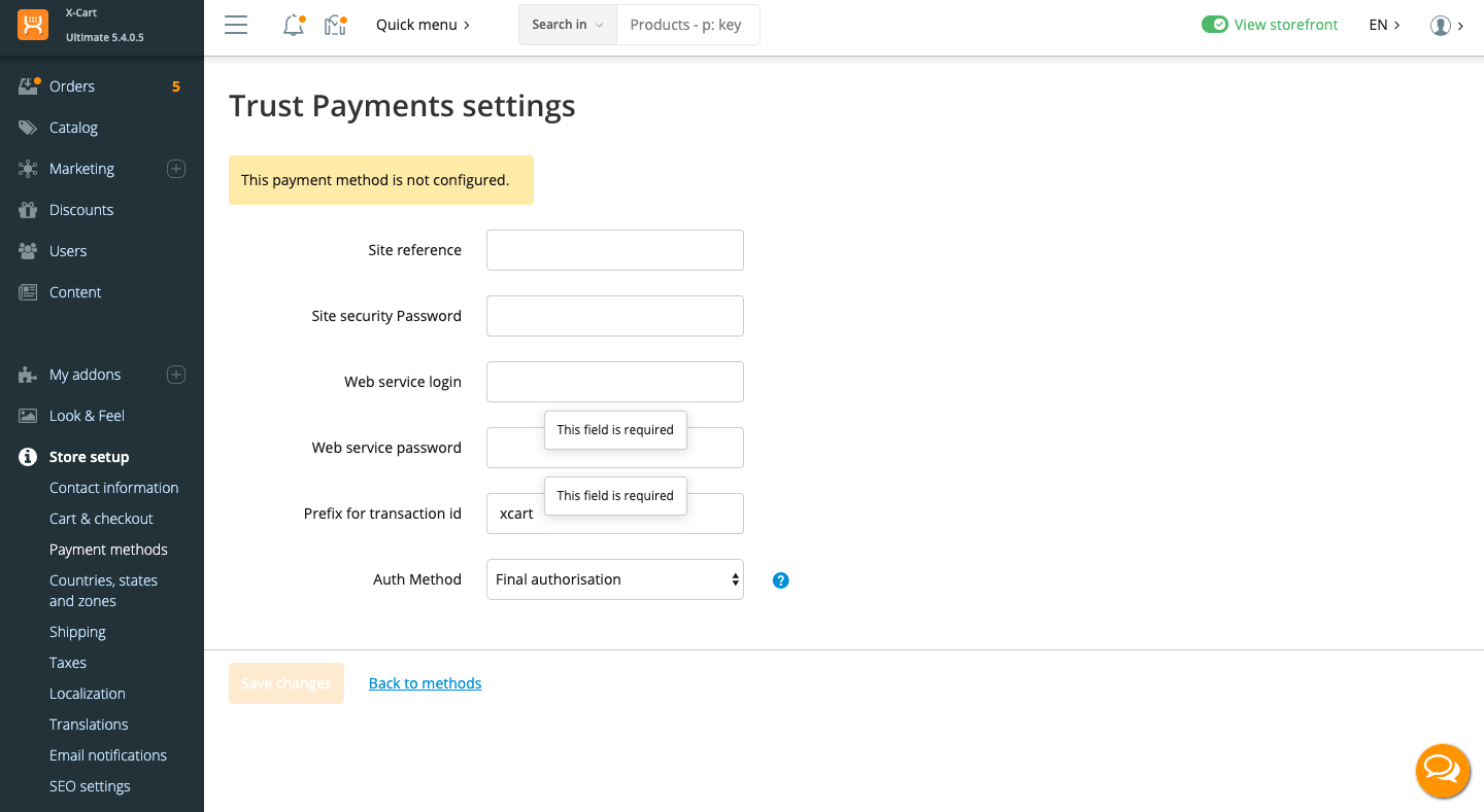 Trust Payments for X-Cart