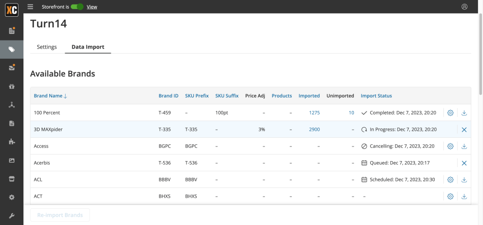 Data import (brands) from Turn14 Distribution to X-Cart